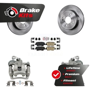 Rear Disc Brake Caliper Rotors And Ceramic Pads Kit For 2012-2016 Hyundai Accent - Picture 1 of 1