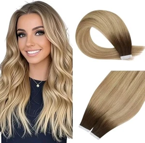 Moresoo Tape in Extensions 100% Echthaar #3 Balayage blond 50g 18inch 20 Stück - Bild 1 von 8
