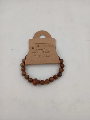 Ryze деревянный бусина браслет унисекс коричневый натуральный эластичной моды ювелирных изделий новый - Изображение 1 из 4