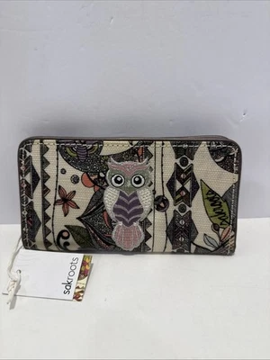 Sakroots Floral Clutch with owl Canvas Wristlet New - Image 1 of 3