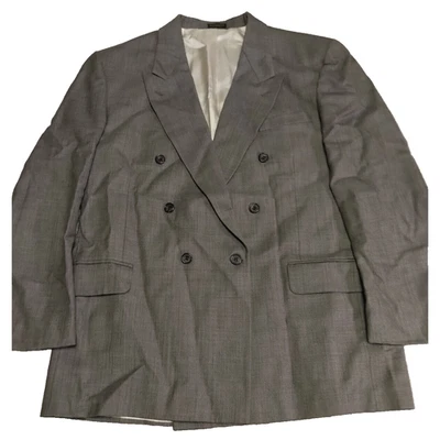 Blazer Oscar de la Renta Para Hombre Gris Doble Pecho Manga Botón Bolsillos Foto 1 de 4