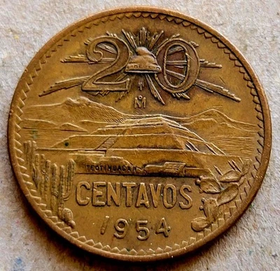 "....MÉXICO 🇲🇽 MONEDA DE VEINTE (20) CENTAVOS 1954 Foto 1 de 2