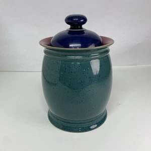 Denby HARLEQUIN 6" Storage Jar Canister with Lid GREEN RED BLUE Flaw - Picture 1 of 10