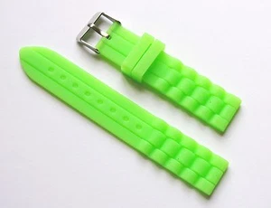 Correa de reloj de silicona de 18 mm - Correa de reloj - Verde neón con hebilla de acero inoxidable - Imagen 1 de 4