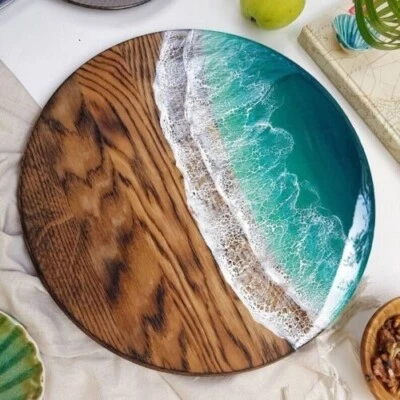 18" Epoxy Table Top Side End Tabletop Unique Home Furnishing - Image 1 of 4