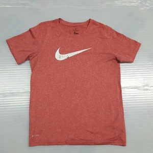 Nike Shirt Womens Large Red Distressed White Center Swoosh Athletic Dri Fit - Picture 1 of 8
