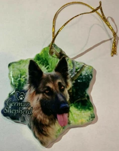 German Shepherd Dog Porcelain Star Shaped Christmas Ornament New  - Picture 1 of 1