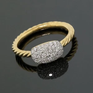 David Yurman Cushion Petite Pave Cable Ring Size 6.75 - 18K Yellow Gold Diamonds - Picture 1 of 5