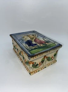 Antique Vintage Hand Painted Trinket Jewelry Box Made In Japan - Picture 1 of 12