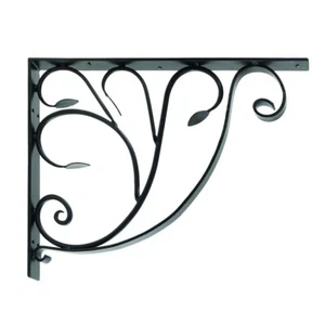 ​ACHLA DESIGNS B-10 18" Tall Black Iron Detailed Leafy Leaf Mail Box Bracket - Picture 1 of 1