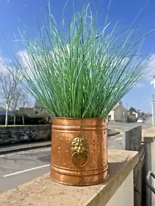 VINTAGE COPPER PLANTER PLANT POT LIONS HEAD BRASS HANDLES CHAMPAGNE ICE BUCKET - Picture 1 of 13