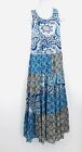 Soft Surroundings Boho Blue Paisley Floral Maxi Dress Women's Size Xs