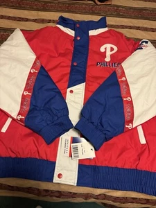 Men's Philadelphia Phillies Pro Player Red Tape Full-Zip Hoodie Jacket - Picture 1 of 7