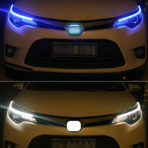 2X 60CM RGB Slim Flexible LED DRL Daytime Running Strip Light For Headlight - Picture 1 of 11