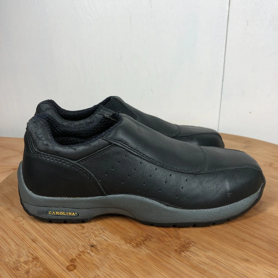 Carolina Zapatos de Trabajo Mujer 6.5 M Cuero Negro Puntera de Acero Mocasines Zapatilla Sin Cordones Foto 1 de 4