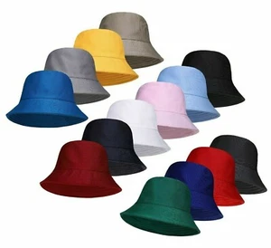 Bucket Hat Adult Unisex Summer Fishing Beach Festival Sun 100% Cotton Reversible - Picture 1 of 25