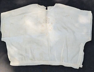 VINTAGE 1930s PULLOVER SLEEVELESS LINEN BLOUSE HANDMADE CUT WORK EMBROIDERED - Picture 1 of 24
