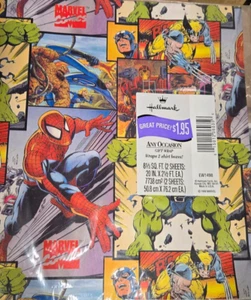 VTG MARVEL COMICS GIFT WRAP PAPER HALLMARK 1996 NOS - Picture 1 of 3