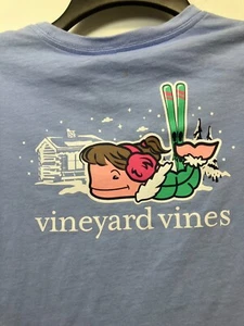 Vineyard Vines Kids Glitter Ski Whale Pocket Tee T-Shirt Size Medium 10-12 - Picture 1 of 6