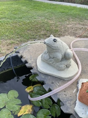 8” High Concrete Frog Pond Spitter Garden pond Statue ( Fits 1/2" hose) - Image 1 of 4