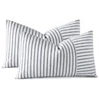 Farmhouse Decorative Throw Pillow Covers 12 x 20 Inch Striped Patchwork Pillo...