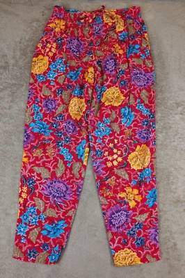 Pantalones florales de colección años 80 Liz Sport para mujer SM tiro alto elástico con cordón pierna ancha Foto 1 de 4