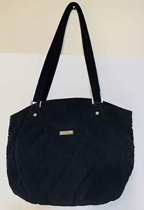 Vera Bradley Large Micro Fiber Quilted Black Shoulder Bag Purse - Picture 1 of 12