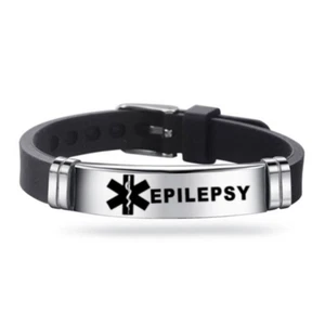 Epilepsy Medical Alert Adjustable Bracelet Stainless Steel Engraved Epileptic UK - Picture 1 of 4