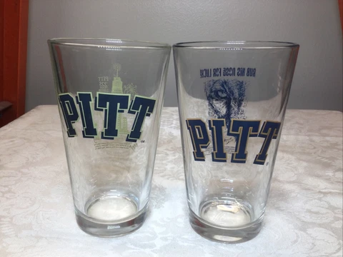 University of Pittsburgh Pitt  Pint Glass Set of 2 Rub His Nose And 225 Years Cover