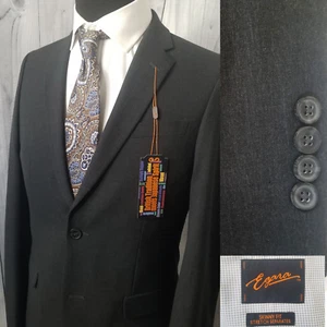 New Egara Men Blazer 38r Gray Skinny Fit Stretch Sport Coat Jacket ๐$175 Retail - Picture 1 of 18