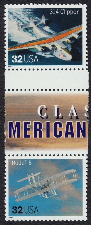 #3142 32c Classic Aircraft, Horizontal Gutter Pair [2] **ANY 5=FREE SHIPPING** - Image 1 of 1