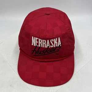 Vintage Red Checkered NCAA NU University Of Nebraska Corn huskers Hat Cap Rope - Picture 1 of 12
