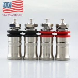 4PCS short thread Rhodium Plated Speaker Binding Post Terminal Banana Plug - Picture 1 of 11