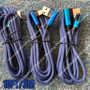 3 Pack 10Ft 90 Degree USB Fast Charging Cable Heavy Duty For iPhone Charger Cord - Picture 1 of 9