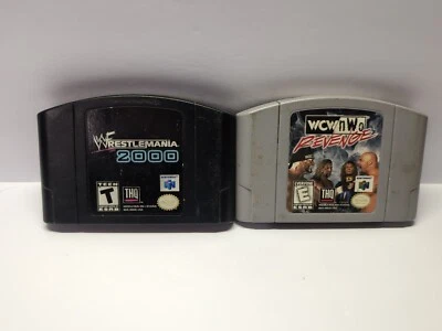 WWF WRESTLEMANIA 2000 & WCW VS NEO REVENGE N64 Authentic Tested 2 GAMES FAST!  - Image 1 of 4