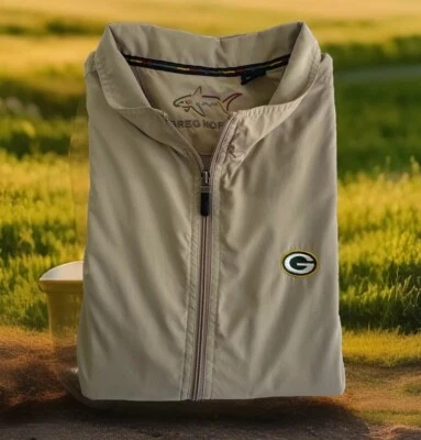 Chaleco de golf Greg Norman para hombre talla XLarge Green Bay Packers beige 1/3 cremallera usado en excelente estado Foto 1 de 4