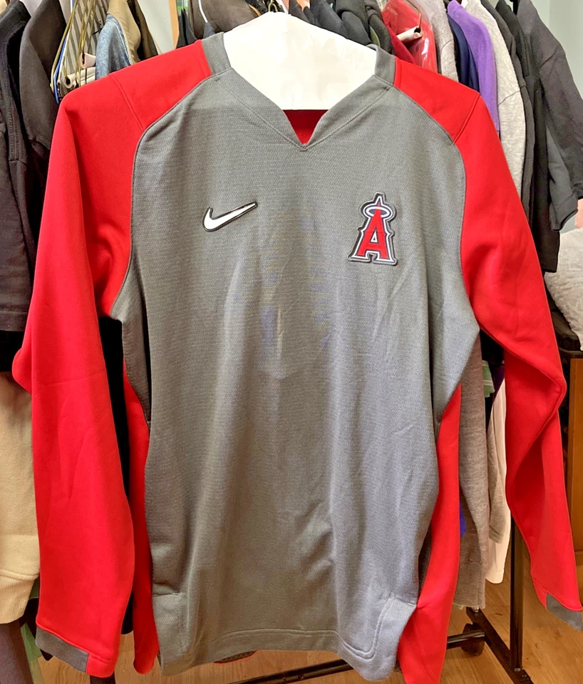 Los Angeles Angels Nike Charcoal Dri-Fit Authentic Pullover Sweatshirt Sz Small - Image 1 of 4