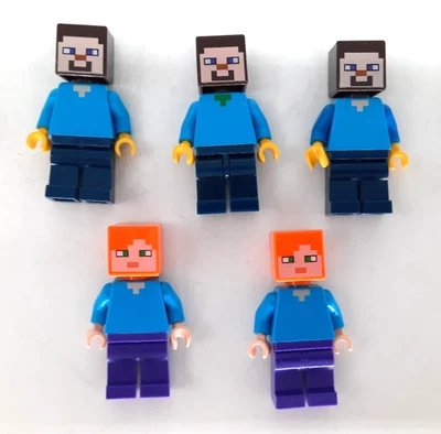 Lego Minecraft Lote de 5, Minifiguras, 3-Steve y 2-Alex Foto 1 de 4