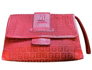 Vintage FENDI rot Zucchino Canvas Clutch Handgelenktasche Handtasche Tasche 80er 90er - Bild 1 von 14