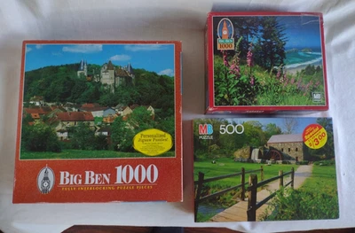 Lot of 3 Vintage Puzzles Hasbro & MB Big Ben New / Sealed - Image 1 of 4