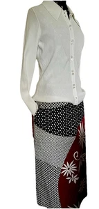 Max Mara-Block Print Cotton Skirt-Size 12-Made in Italy-Beautiful! - Picture 1 of 11