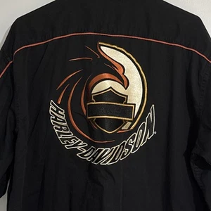 Camicia Harley Davidson XL ricamata con bottoni meccanico manica corta nera - Foto 1 di 3