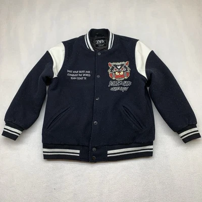 Куртка мужская Zara черная полиэстер университетская Letterman размер средний черные кошки коньки - Изображение 1 из 4