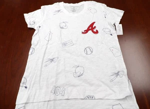 NEW FANATICS MLB WOMEN'S ATLANTA BRAVES WHITE T-SHIRT SIZE M - Picture 1 of 4