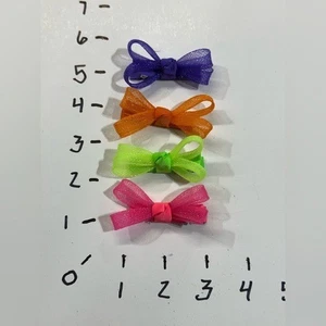 NEW Hair Accessories set of 4 neon girls hair bows - Picture 1 of 2