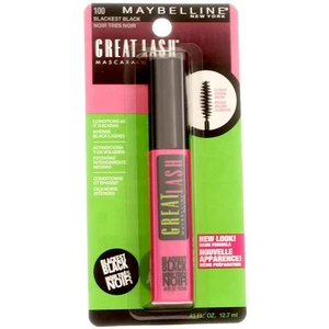 2 Pack Maybelline Great Lash Washable Mascara, Blackest Black 100, 0.43 fl oz - Picture 1 of 2