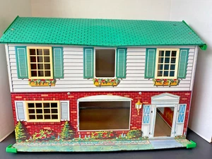Vintage Marx Metal Tin Two Story Doll House 21.5” X 15.5” X 10.5” - Picture 1 of 12