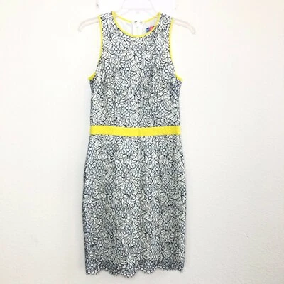 MSGM Lace Cut Out Sheath Dress in White Blue Yellow Floral Sleeveless sz 42=M DK - Изображение 1 из 4