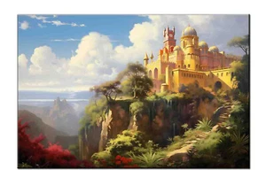 Pena Palace Castle Vintage Oil Painting Printed on canvas,Giclée Print - Picture 1 of 8