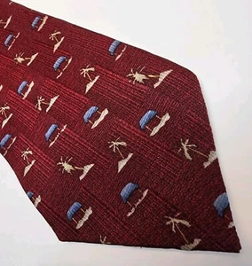 Corbata vintage Preswick & Moore seda Tiki cabaña playa palmeras Corea 4"w - Imagen 1 de 8